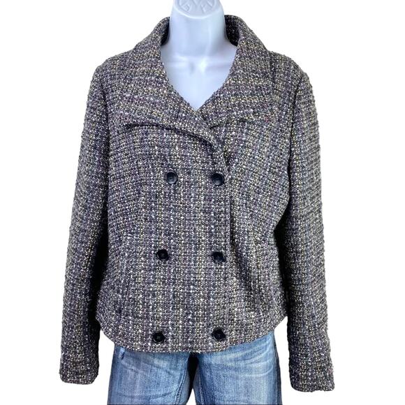 GAP Tweed Wool Blend Double Breasted Pea Coat Sz M - Picture 1 of 9